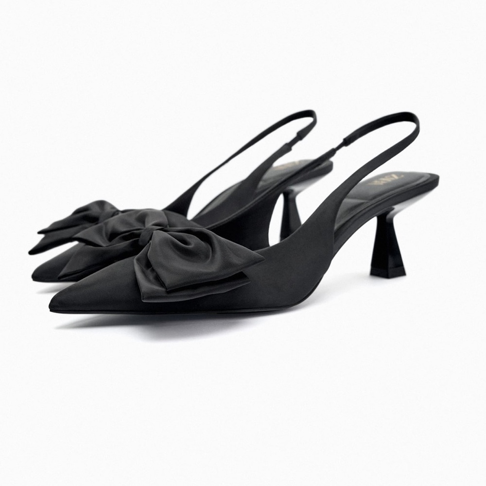 ZARA SLINGBACK HEELS WITH BOW - Picture 3 of 15